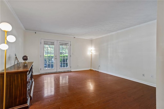 3701 Essex Ave Unit 2, Atlanta, GA 30339 - empty room featuring dark wood-type flooring, french doors, ornamental molding, and baseboards