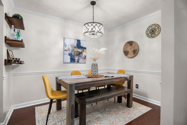 3701 Essex Ave Unit 2, Atlanta, GA 30339 - dining space featuring a chandelier, wood finished floors, crown molding, and baseboards