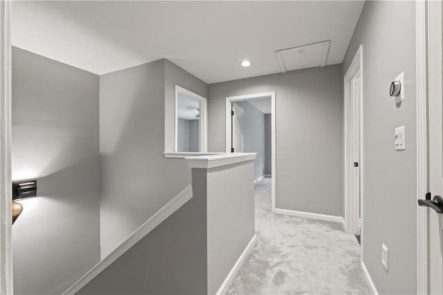 2680 Pine Tree Rd NE Unit 2, Atlanta, GA 30324 - corridor with an upstairs landing, attic access, light colored carpet, and recessed lighting