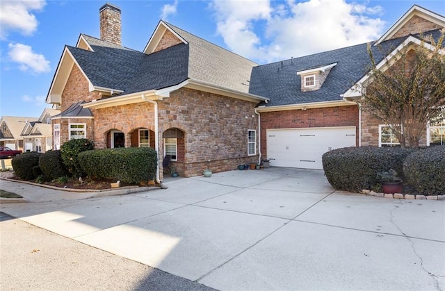 view of front of property with a garage