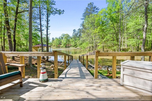 deck with a water view