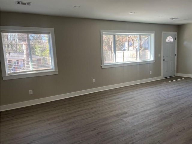 foyer entrance featuring dark hardwood / wood-style flooring