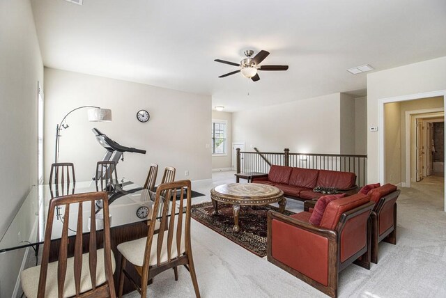 11375 Crestview Ter, Johns Creek, GA 30024 - living area featuring light carpet and ceiling fan