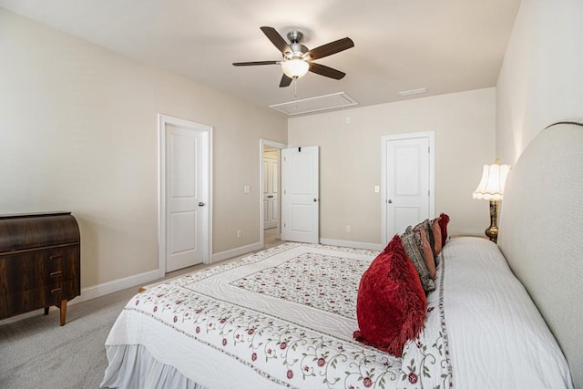 11375 Crestview Ter, Johns Creek, GA 30024 - bedroom featuring attic access, baseboards, ceiling fan, and light carpet