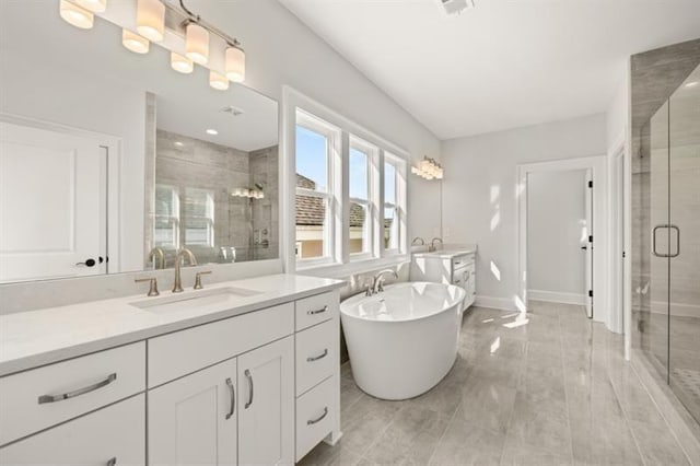 1005 Coleman Place Dr, Roswell, GA 30075 - full bath with vanity, a shower stall, and a soaking tub