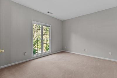 spare room featuring light colored carpet