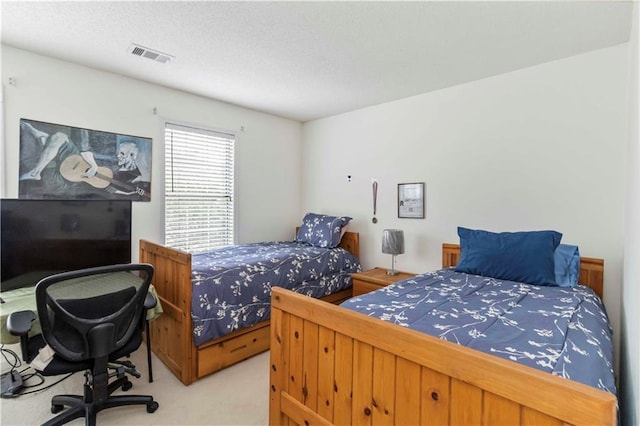 11885 Carriage Park Ln, Duluth, GA 30097 - bedroom featuring light carpet, a textured ceiling, and an office area