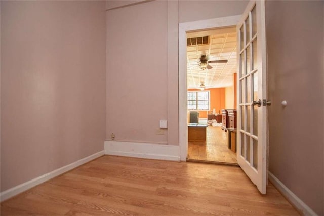 spare room featuring light wood-type flooring