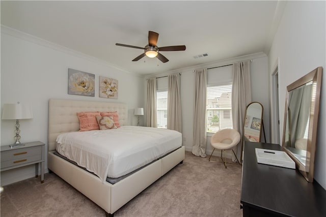 3195 Bartee Walk, Suwanee, GA 30024 - bedroom featuring light carpet, crown molding, and a ceiling fan