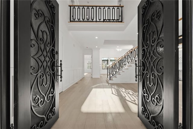 entryway with light wood-type flooring