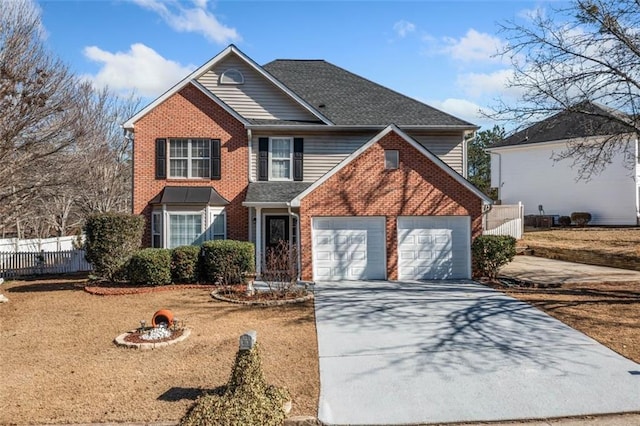 view of front property with a garage