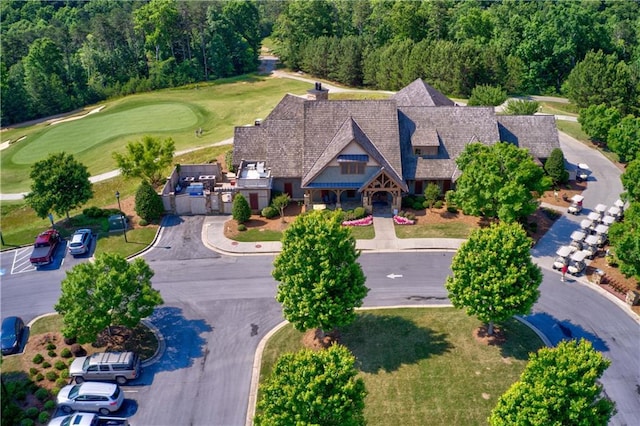 birds eye view of property featuring golf course view