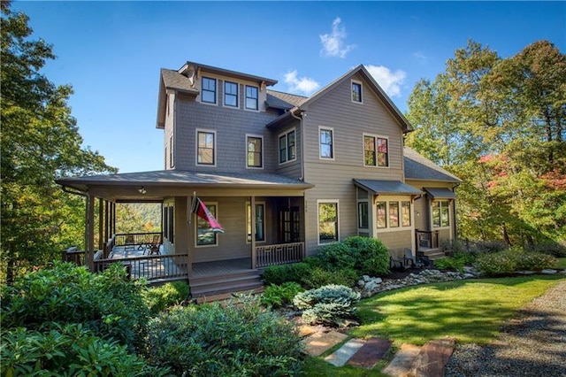 back of house with covered porch