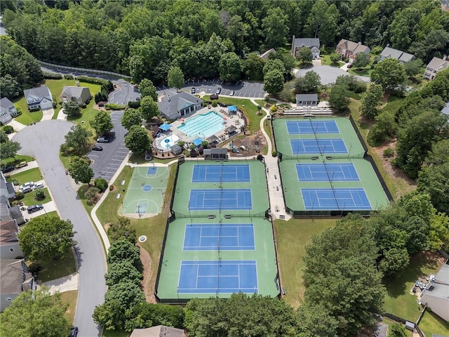 475 Chippenham Ct, Alpharetta, GA 30005 - aerial overview of property's location with a pool