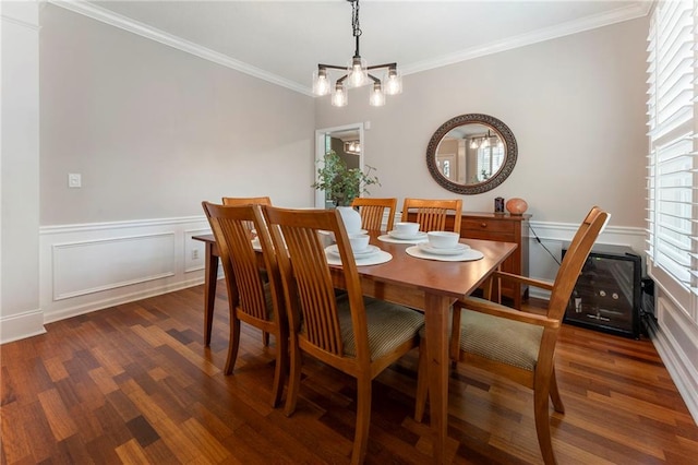 475 Chippenham Ct, Alpharetta, GA 30005 - dining area featuring ornamental molding, wood finished floors, wainscoting, and a decorative wall