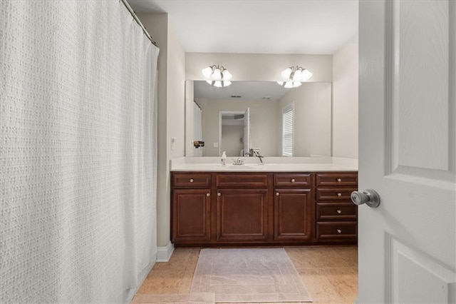 3937 Covey Flush Ct SW Unit 25, Smyrna, GA 30082 - bathroom featuring vanity, tile patterned floors, and a shower with curtain