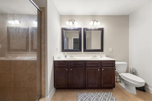 3937 Covey Flush Ct SW Unit 25, Smyrna, GA 30082 - full bath with double vanity, baseboards, toilet, and a stall shower