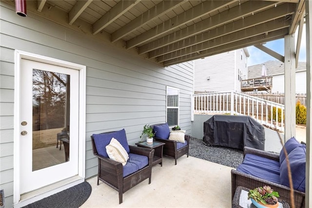 view of patio / terrace with fence and area for grilling