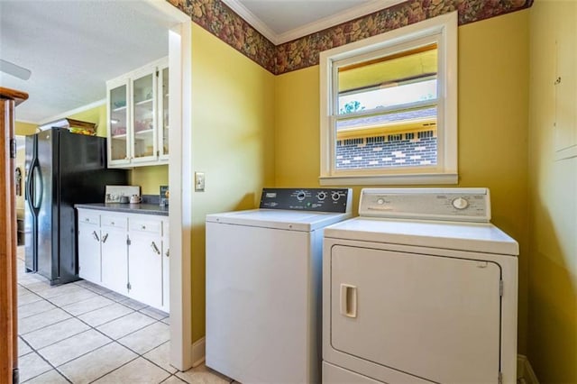 268 Tuck St, Cedartown, GA 30125 - washroom with separate washer and dryer, ornamental molding, and light tile patterned floors