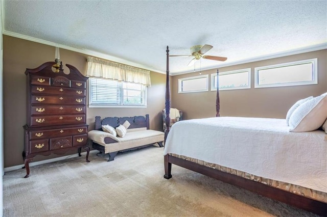 268 Tuck St, Cedartown, GA 30125 - carpeted bedroom with crown molding, a ceiling fan, and a textured ceiling