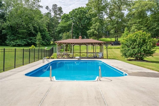 268 Tuck St, Cedartown, GA 30125 - view of swimming pool featuring a gazebo, a patio, and view of wooded area