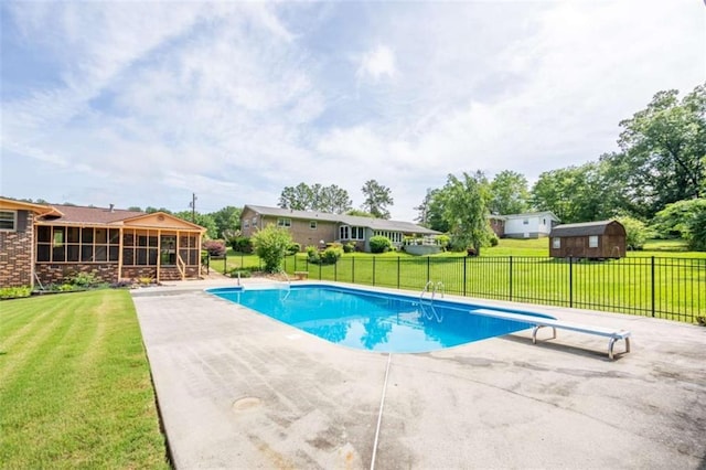 268 Tuck St, Cedartown, GA 30125 - view of pool with a patio area, a diving board, and a sunroom