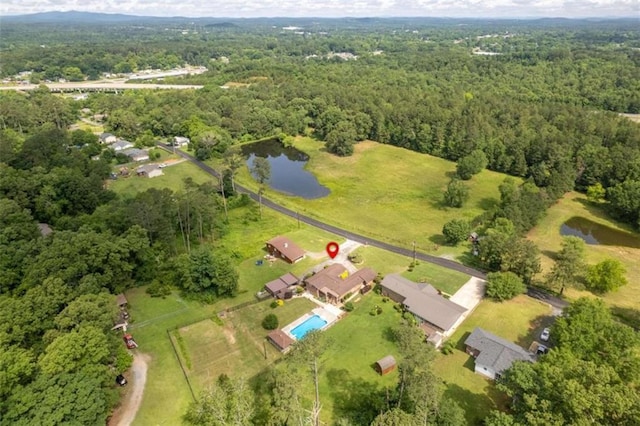 268 Tuck St, Cedartown, GA 30125 - aerial overview of property's location featuring a heavily wooded area and a nearby body of water