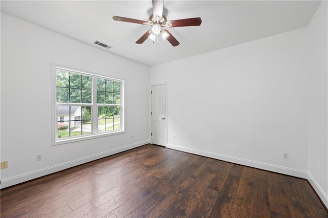 387 Lauren Marie Dr, Braselton, GA 30517 - unfurnished room with dark wood-type flooring, ceiling fan, and baseboards