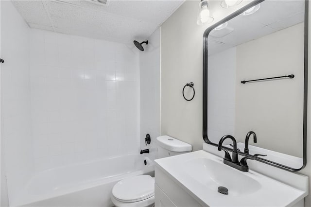 full bathroom with vanity, bathing tub / shower combination, and toilet