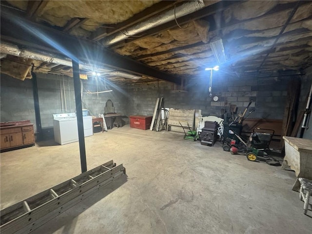 5834 Heardsville Rd, Cumming, GA 30028 - unfinished basement with washing machine and clothes dryer