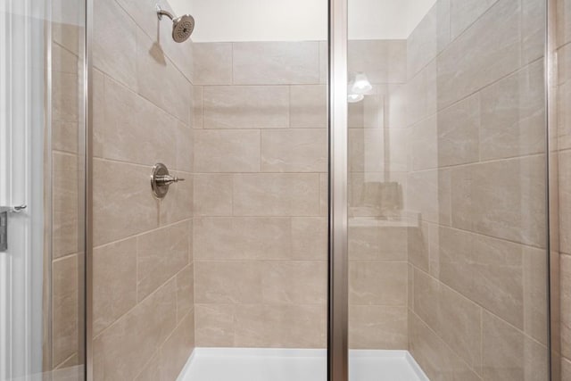 bathroom with a shower stall