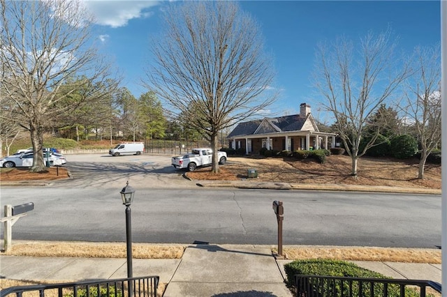 view of street with curbs