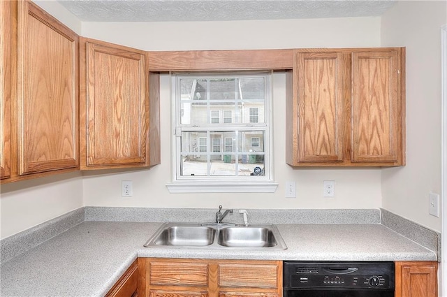 6344 Wellington Walk Way, Lithonia, GA 30058 - kitchen featuring a sink, dishwasher, light countertops, and brown cabinetry