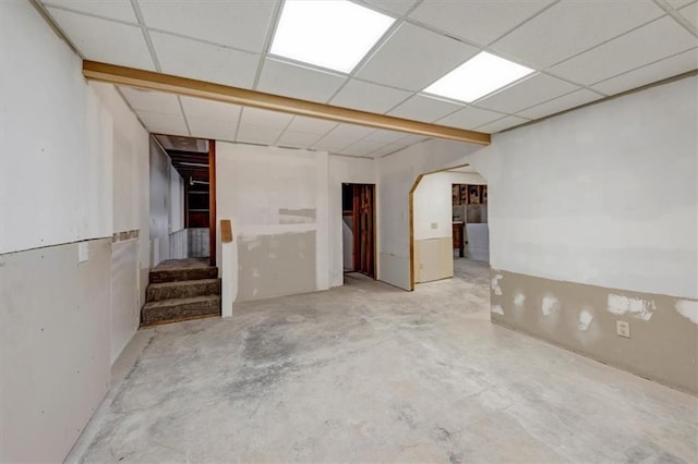 basement with a drop ceiling