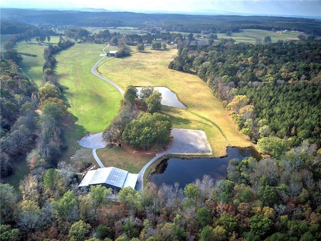 1195 Grady Rd, Rockmart, GA 30153 - aerial view of property and surrounding area featuring a forest and a nearby body of water