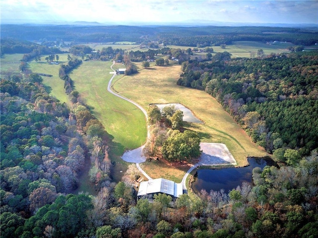 1195 Grady Rd, Rockmart, GA 30153 - aerial overview of property's location featuring a heavily wooded area and a nearby body of water