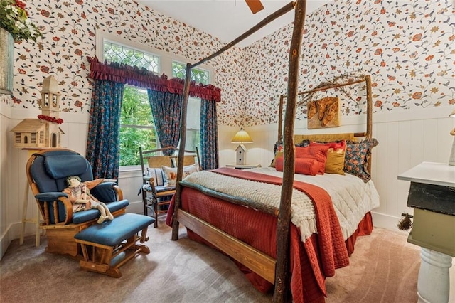 1042 Bailey Rd, Woodstock, GA 30188 - bedroom featuring wallpapered walls, wainscoting, and carpet flooring