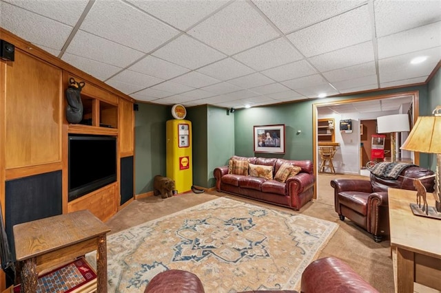 1042 Bailey Rd, Woodstock, GA 30188 - living room with carpet floors, a drop ceiling, and recessed lighting