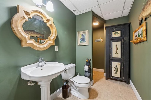 1042 Bailey Rd, Woodstock, GA 30188 - bathroom with a paneled ceiling and tile patterned floors