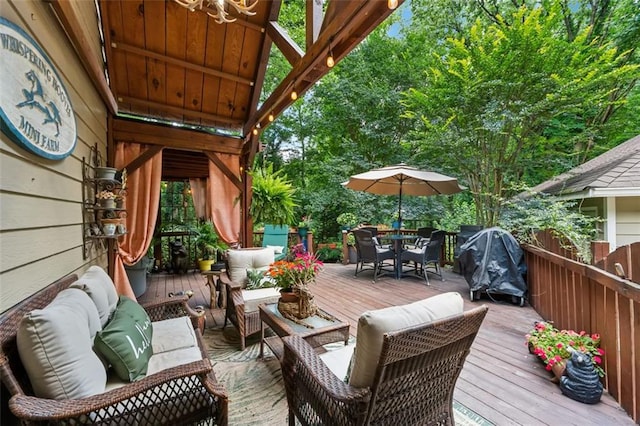 1042 Bailey Rd, Woodstock, GA 30188 - deck featuring an outdoor living space and outdoor dining area