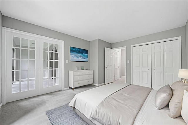 23307 Plantation Dr NE, Atlanta, GA 30324 - carpeted bedroom featuring french doors, baseboards, access to exterior, and a closet