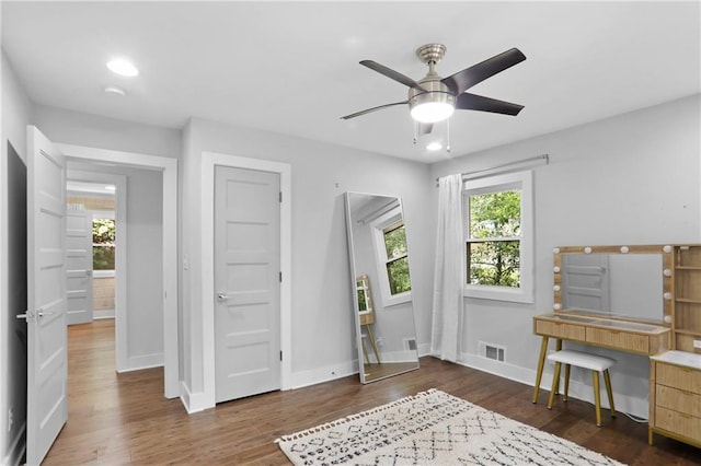 2445 Kings Point Dr, Dunwoody, GA 30338 - office with wood finished floors, baseboards, ceiling fan, and recessed lighting