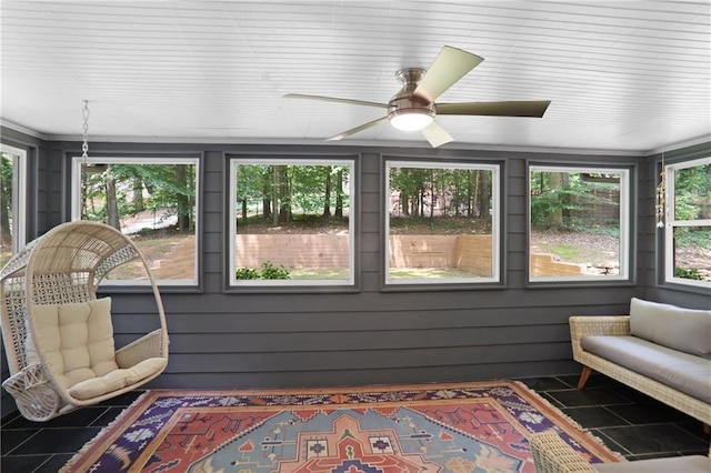 2445 Kings Point Dr, Dunwoody, GA 30338 - sunroom / solarium with plenty of natural light and ceiling fan