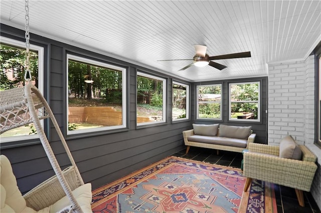 2445 Kings Point Dr, Dunwoody, GA 30338 - sunroom / solarium with plenty of natural light and ceiling fan