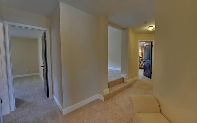 hallway with light carpet