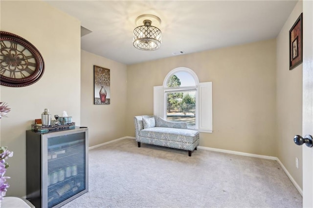 sitting room with light carpet