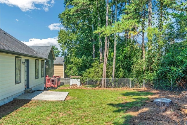 view of yard featuring a patio and a fenced backyard