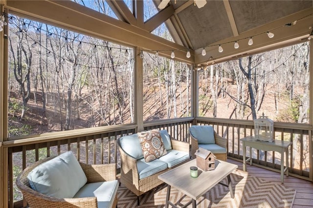 wooden deck featuring outdoor lounge area