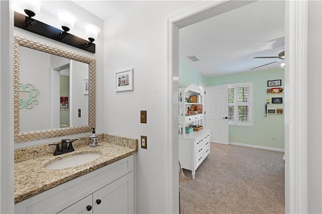 4250 Green Ridge Dr NE, Marietta, GA 30062 - bathroom with vanity and a ceiling fan
