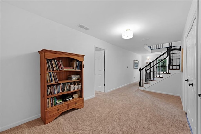 4250 Green Ridge Dr NE, Marietta, GA 30062 - sitting room featuring carpet flooring and stairs
